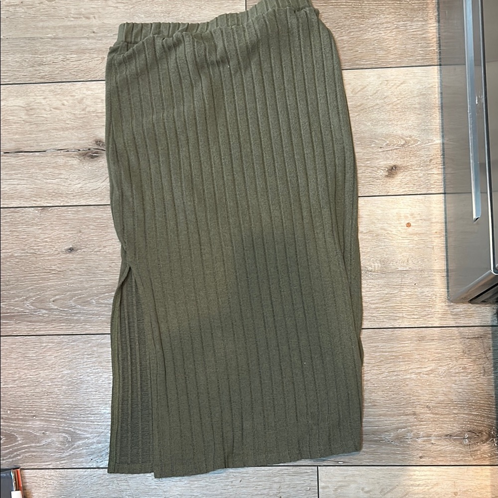 Olive Green Ribbed Skirt